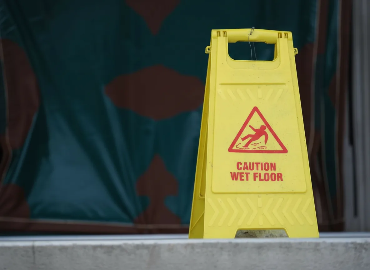 Wet floor hazard sign, Kansas City slip and fall attorney